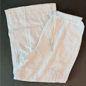 blue island Elastic Waist Embroidered Pants